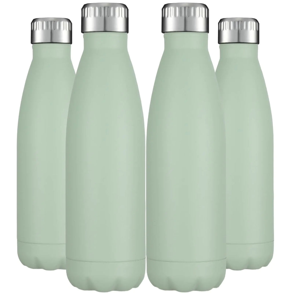 HASLE OUTFITTERS 17oz Stainless Steel Water Bottles Bulk Vacuum Insulated Water Bottles Double Walled Powder Coated Reusable Metal Sports Water Bottles Keep Drinks Hot and Cold Light Green 4Packs