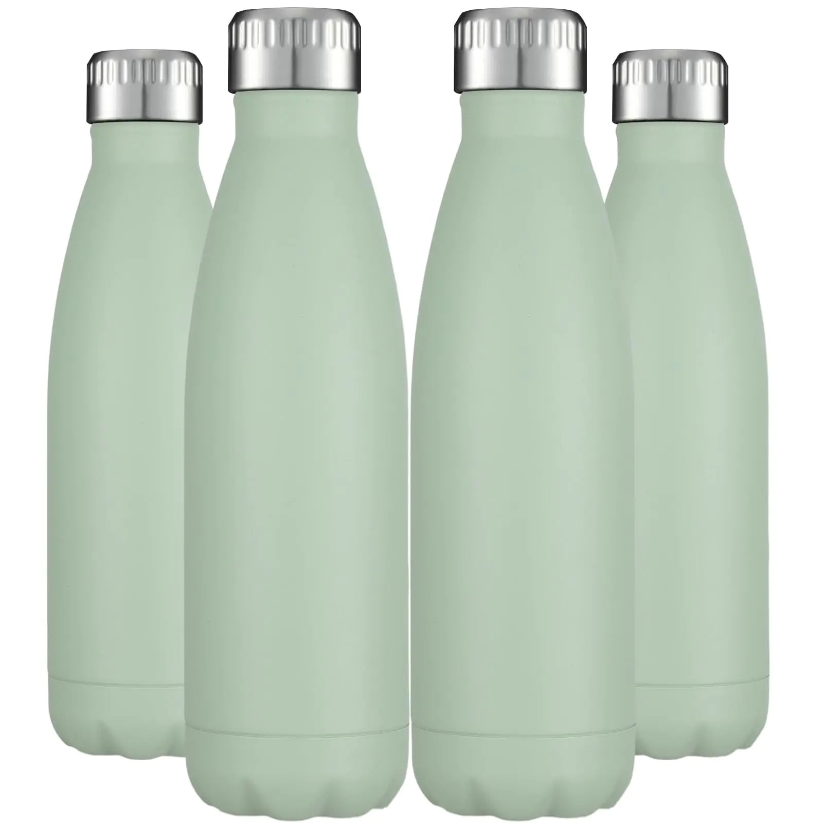 HASLE OUTFITTERS 17oz Stainless Steel Water Bottles Bulk Vacuum Insulated Water Bottles Double Walled Powder Coated Reusable Metal Sports Water Bottles Keep Drinks Hot and Cold Light Green 4Packs