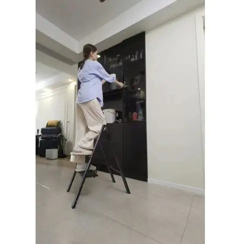 3 Step Ladder Aluminum Light Folding Step Bench Wide Non Slip Pedal 300 Lb Capacity Home Office Portable Ladder Black
