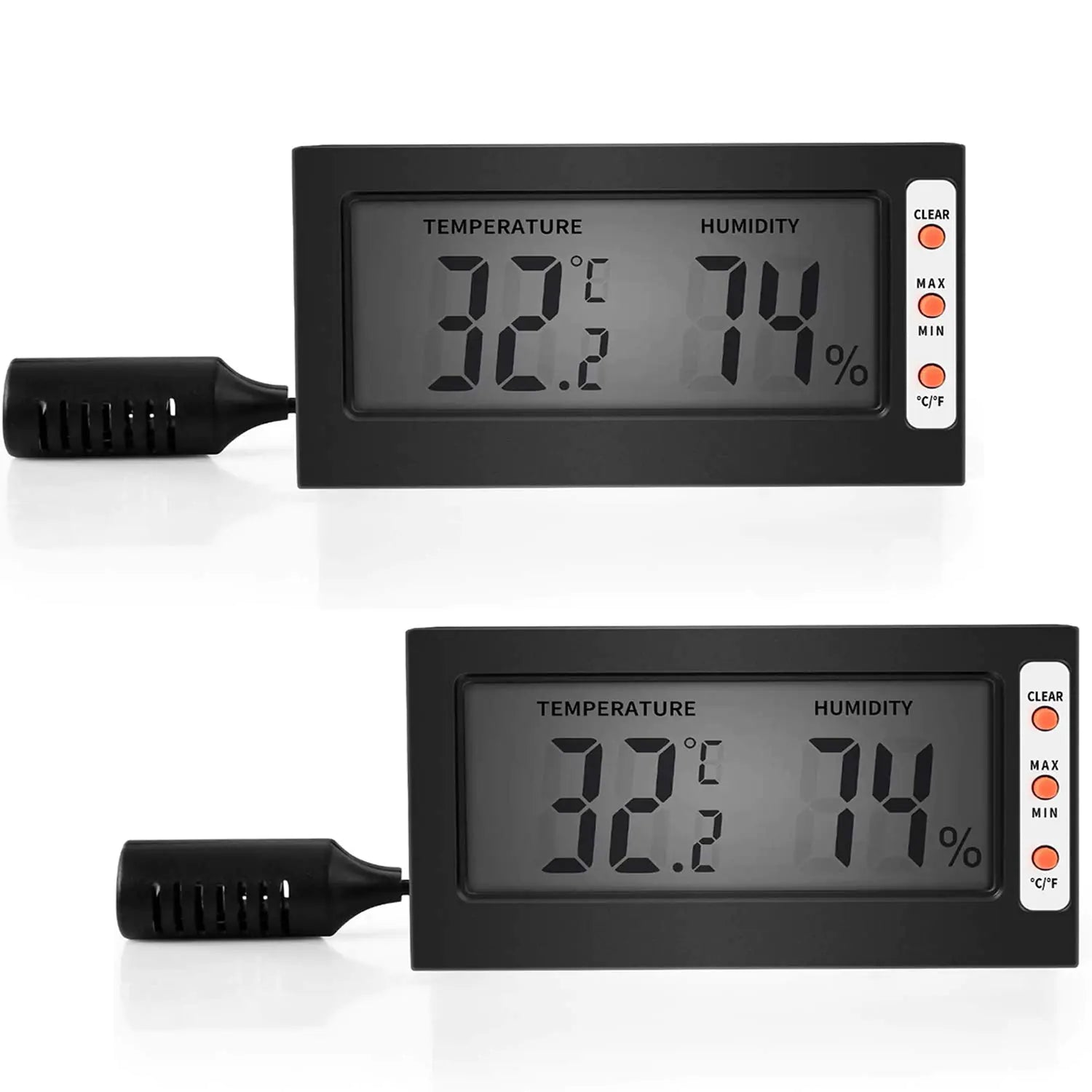 Simple Deluxe Digital Thermometer and Humidity Gauge with Remote Probes for Brooder Reptiles Terrarium 10 Pack Black