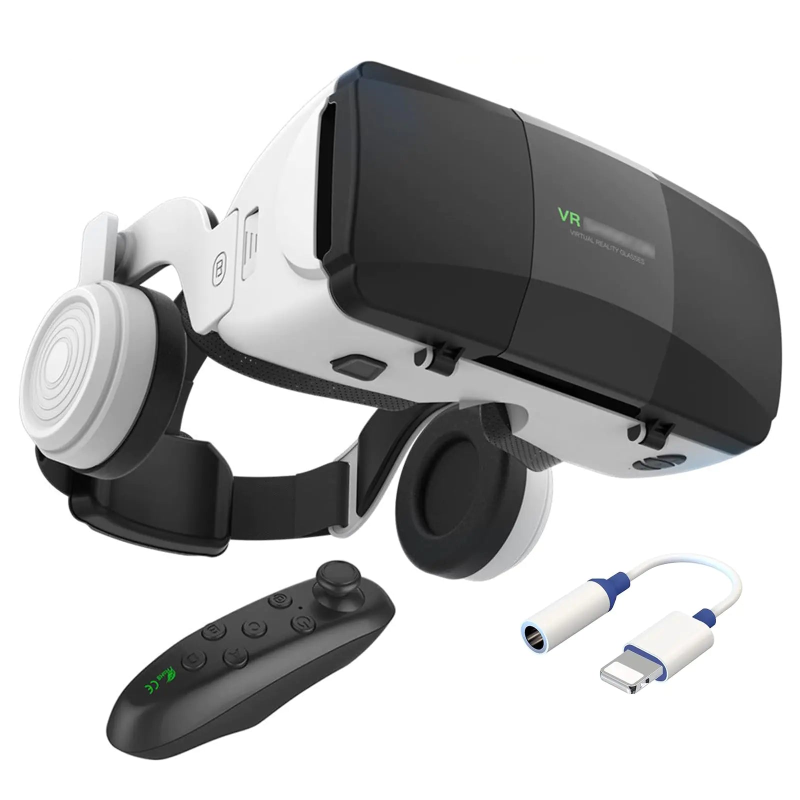 3D VR Glasses Virtual Reality Headset for iPhone Android Smartphone 4.7-7.8 inches 2023 Newest Vr Headset Set with Controller and Headphones for Video Movies & Games for Men/Kids