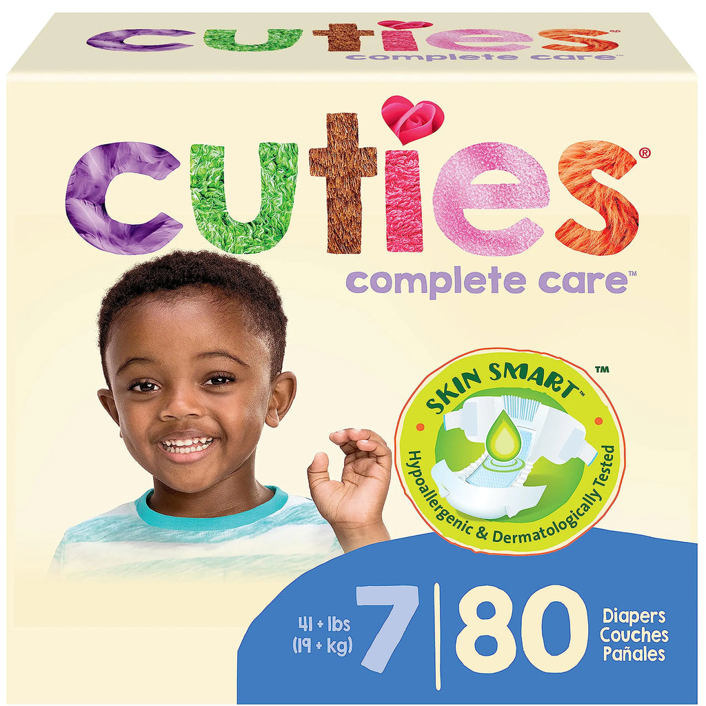 Cuties | Skin Smart Absorbent & Hypoallergenic Diapers with Flexible & Secure Tabs | Size 7 | 80 Count