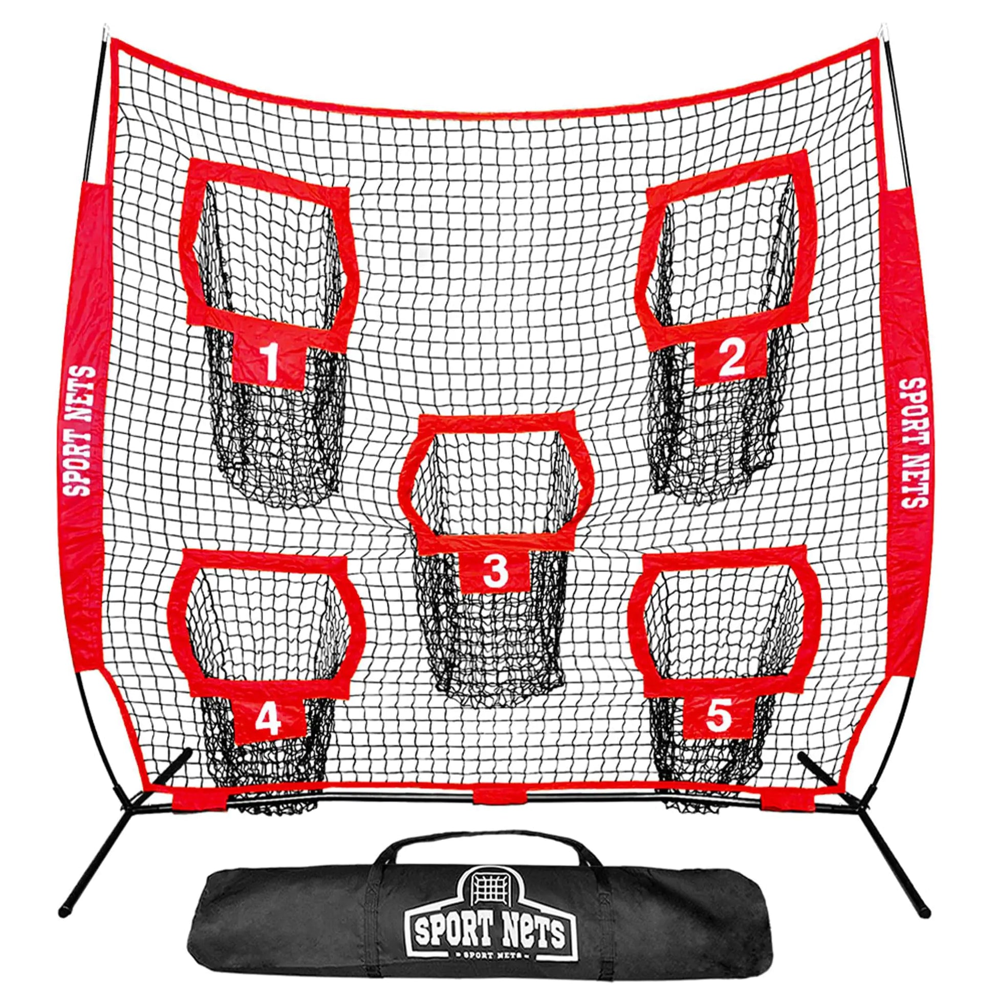 Heavy Duty 7x7 Football Throwing Net (Includes 5 Targets Pockets) with Carry Bag - Quick and Easy Setup for Efficient Quarterback Workouts - Perfect Your Bullseye Accuracy and Long Throws Techniques