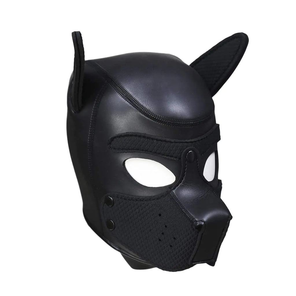 QUYUWOWO Neoprene Dog Full Face Puppy Mask Removable Halloween Dog Head Mask with Collar and Armband