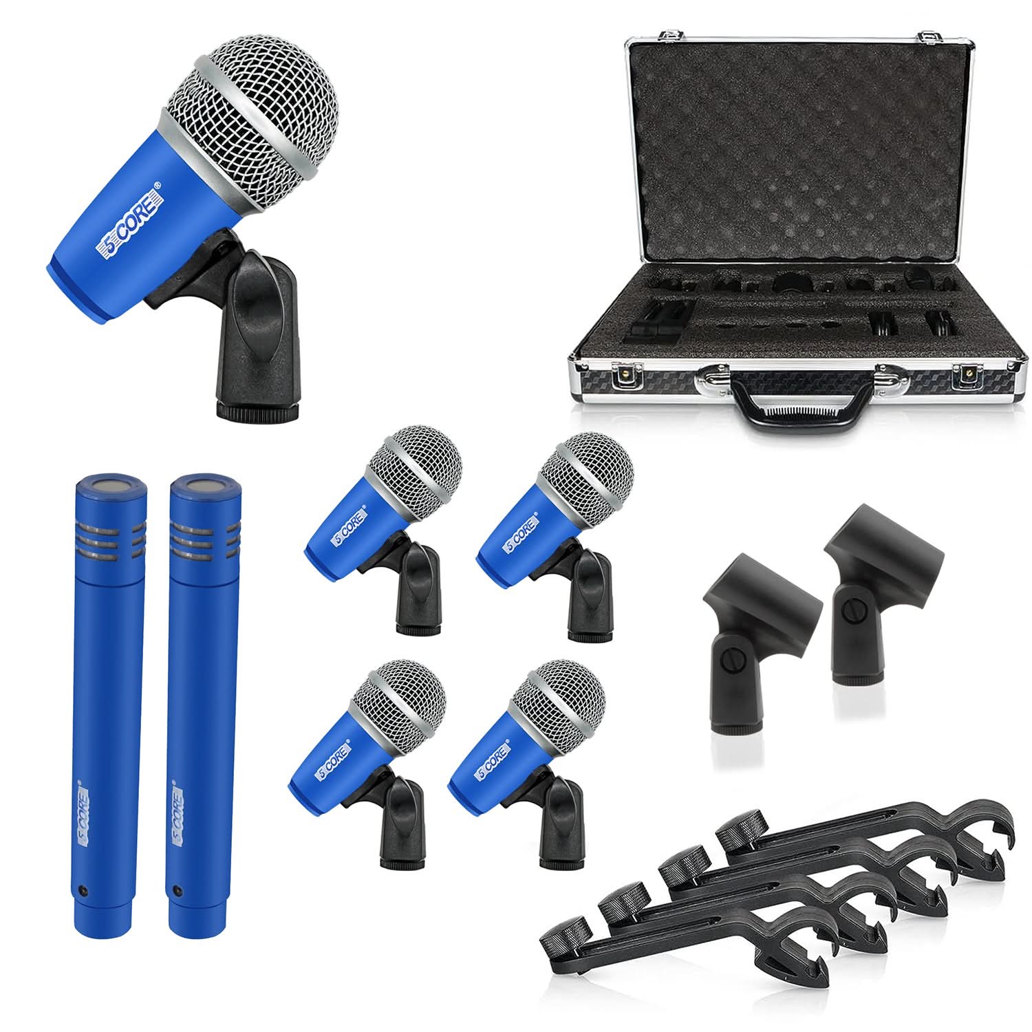 5Core Drum Mic Kit 7 Pcs Kick BassTom Snare Dynamic Mics Instrument