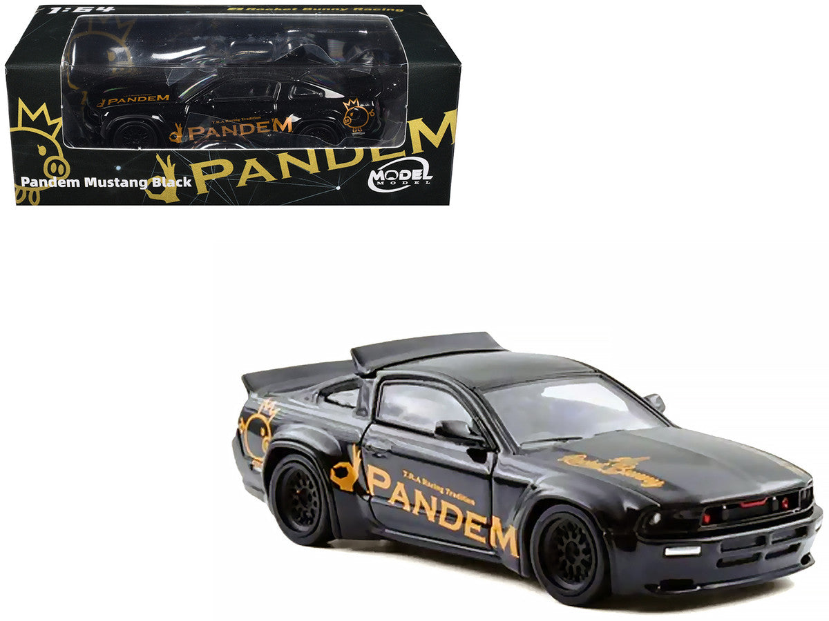 Pandem Mustang Black with Gold Graphics 1/64 Diecast Model Car by Model Model-4