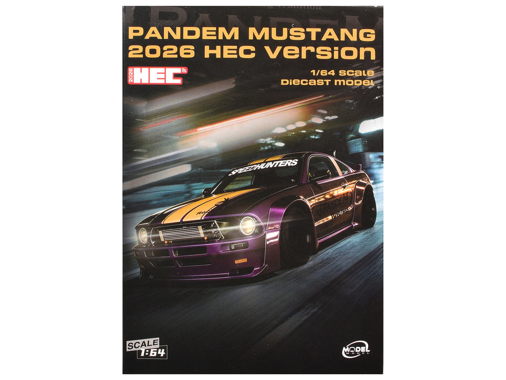Pandem Mustang "SpeedHunters" Purple Metallic with Yellow Stripes "Hobby Expo China 2026 Event Edition" 1/64 Diecast Model Car by Model Model-0