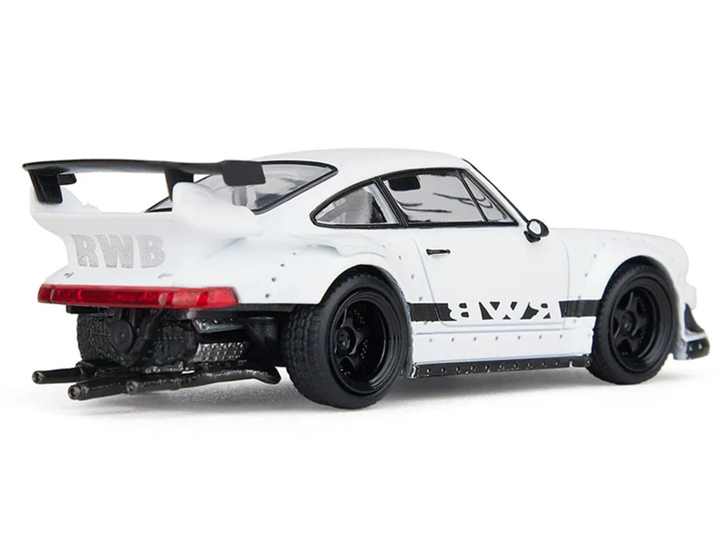 RWB 930 Matt White with Black Stripes 1/64 Diecast Model Car by Model Model-2