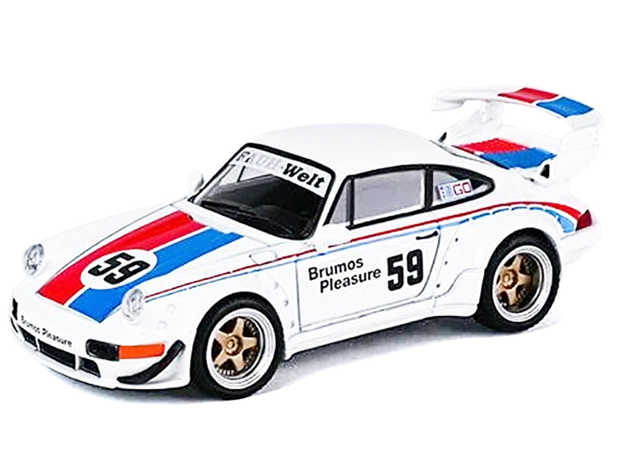 RWB 964 #59 "Brumos Pleasure" White with Red and Blue Stripes "KitGo Base" Series 1/64 Diecast Model Car by Model Model-1