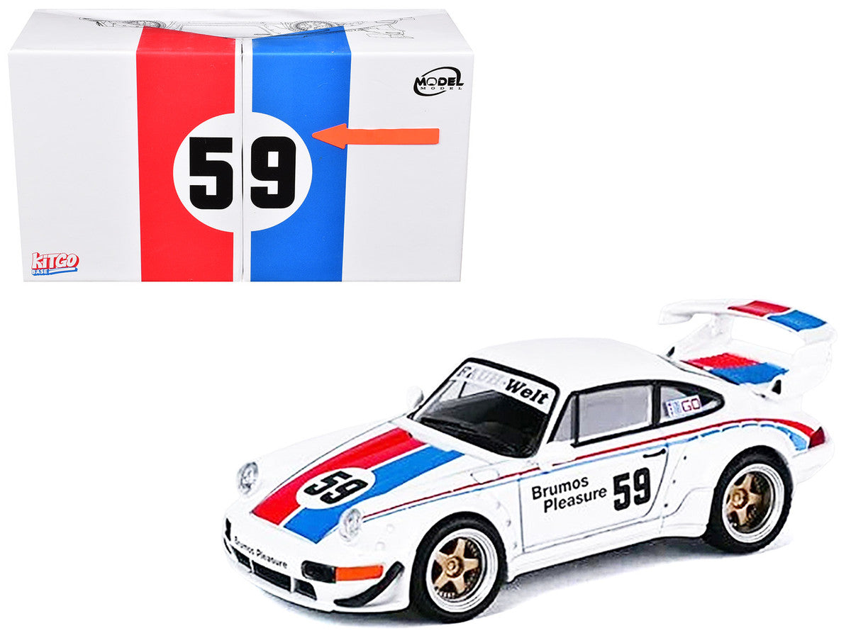 RWB 964 #59 "Brumos Pleasure" White with Red and Blue Stripes "KitGo Base" Series 1/64 Diecast Model Car by Model Model-0