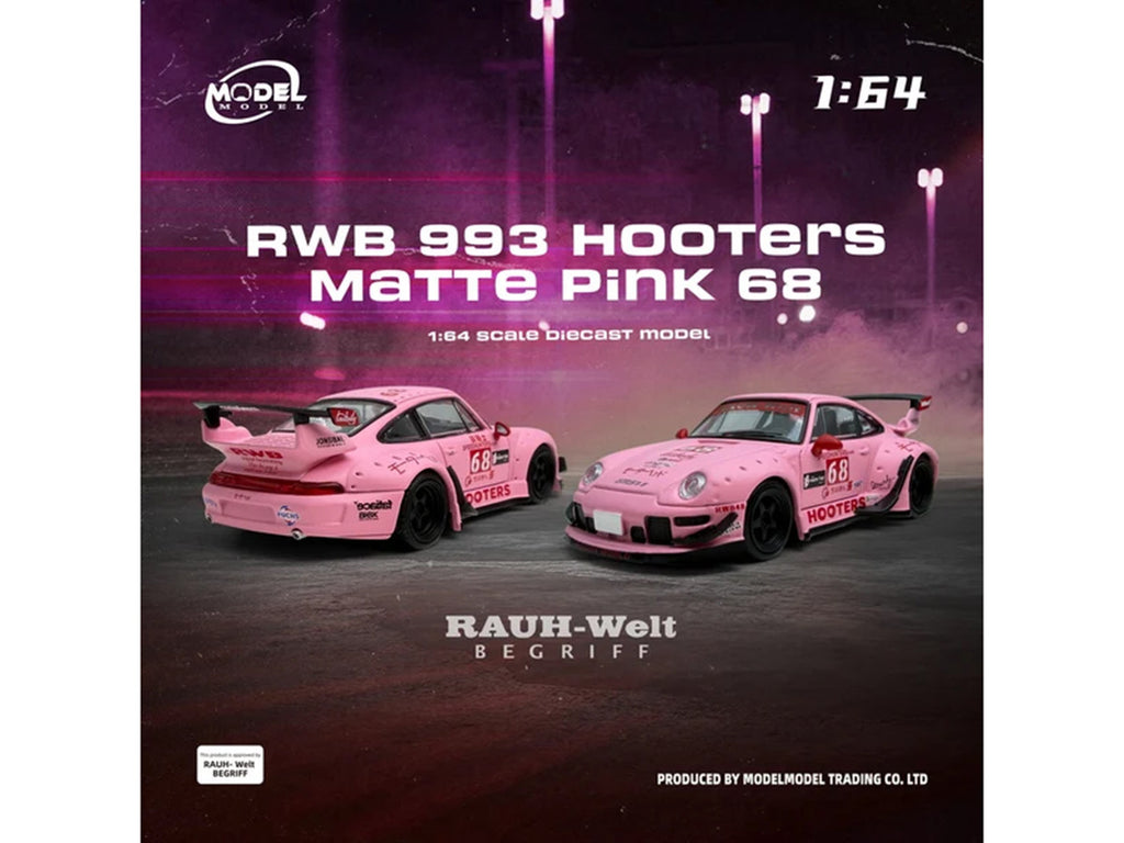 RWB 993 #68 "Hooters" Matt Pink 1/64 Diecast Model Car by Model Model-2