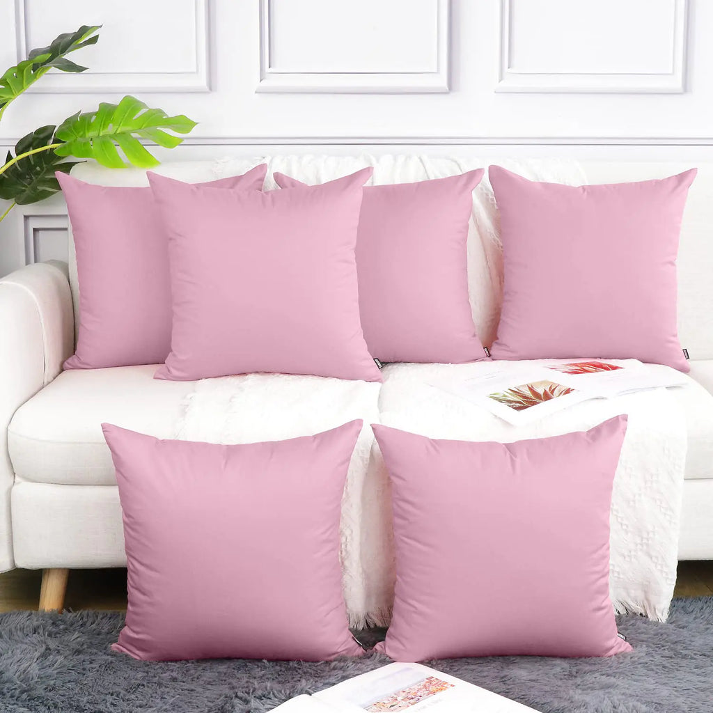 Coddsmz 6 Pack Decorative 100% Cotton Pillow Covers Square Cushion Cover Solid DIY Valentines Day Throw Pillowcase for Spring Home Bed SofaPink6 Pack-18" x 18"/45x45cm