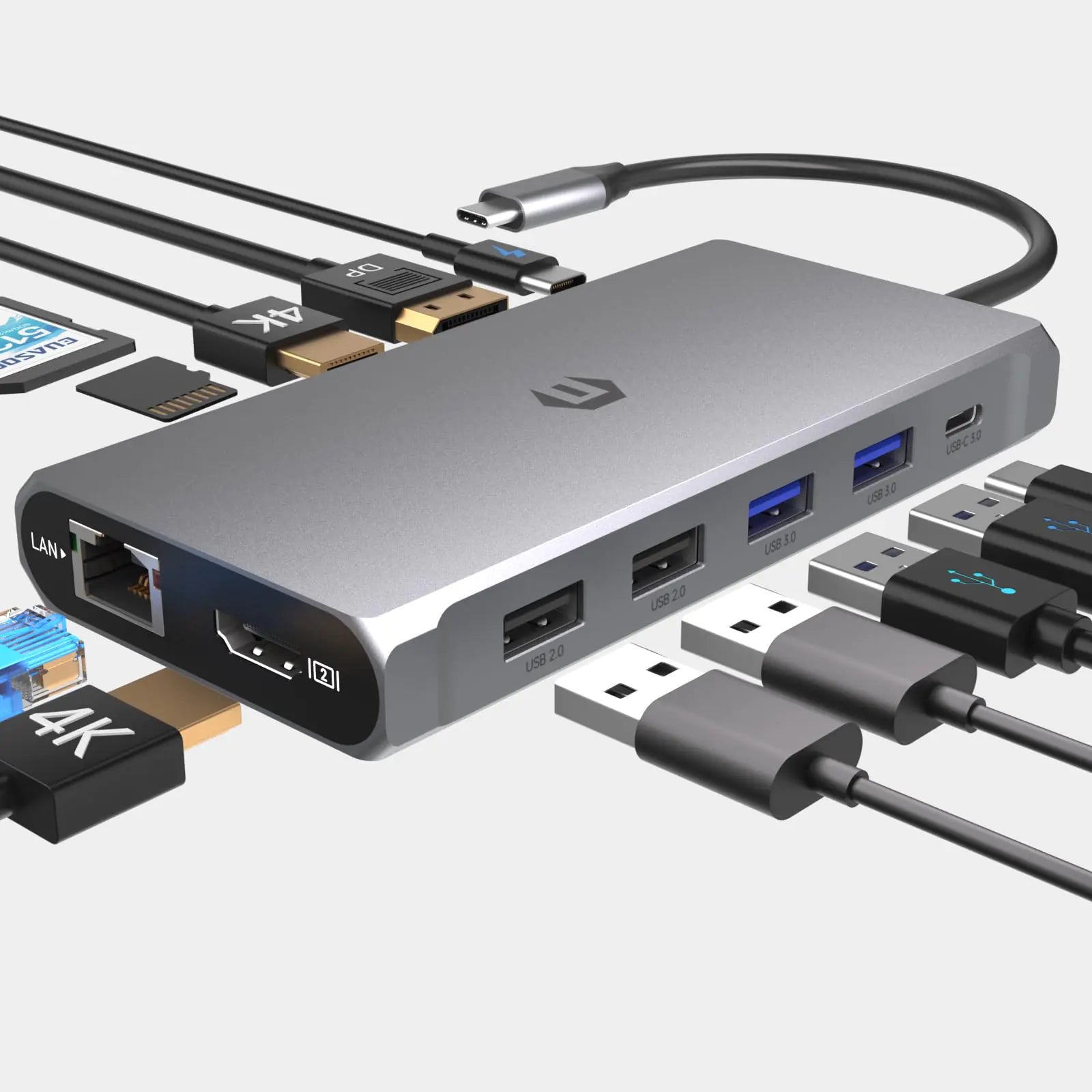 12 in 1 USB C Hub with 2 HDMI DP 100W PD 3 USB 3.0 Ports SD/TF Card Reader for Triple 4K Monitor Setup Mac OS Only Support Mirror Mode