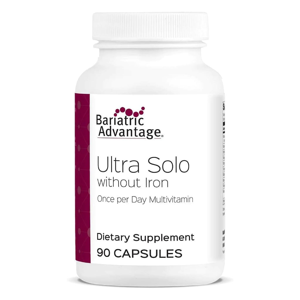 Bariatric Advantage Ultra Solo Without Iron - Once-Per-Day Daily Multivitamin - for Bariatric Patients - with Thiamin Vitamin A & More - Gluten Free - 90 Capsules