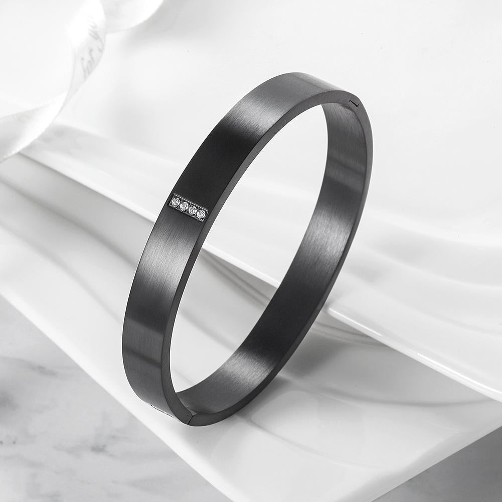 Four Stone CZ Pave Wide Bangle