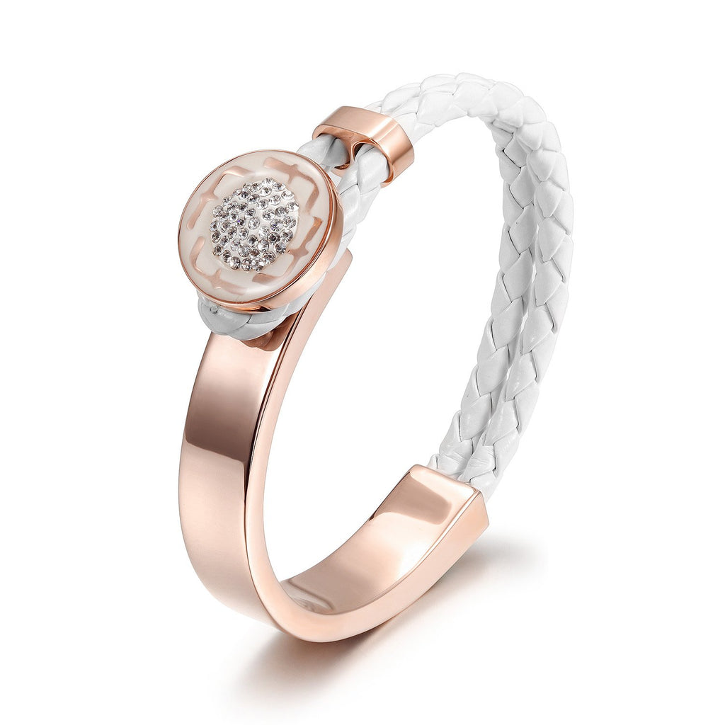 CZ STONE WHEAT CHAIN BAR BRACELET
