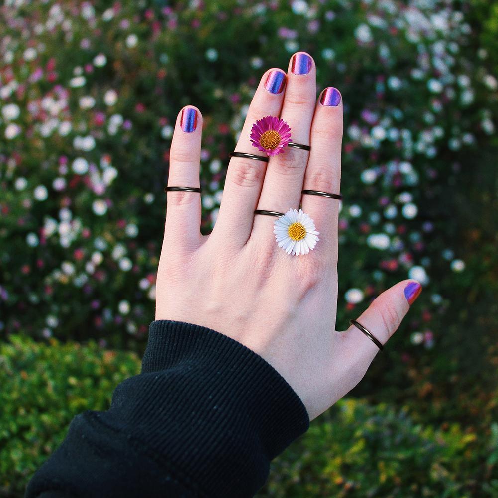Black Thin Stack Rings, Set of 6, Size 4-9