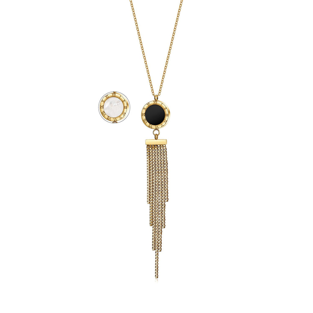 SHELL ACRYLIC TASSEL PENDANT