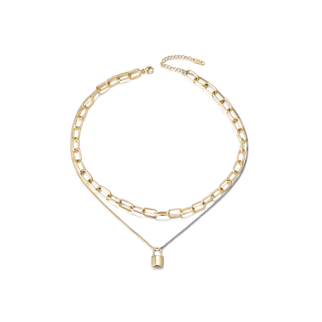 Lock Pendant Layered Necklace