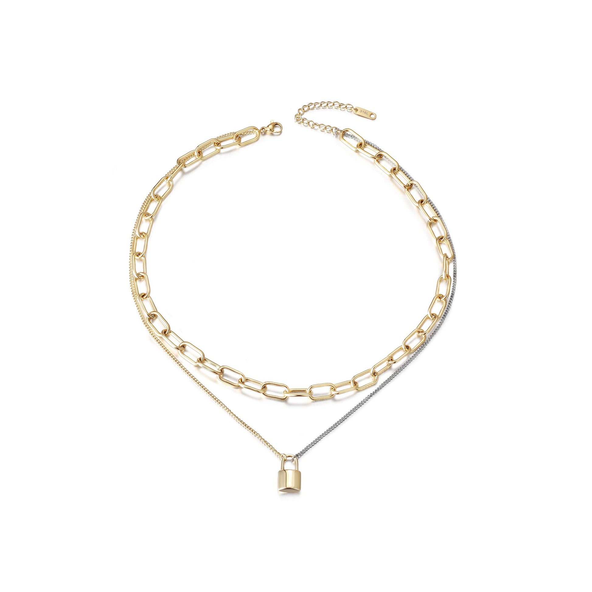 Lock Pendant Layered Necklace