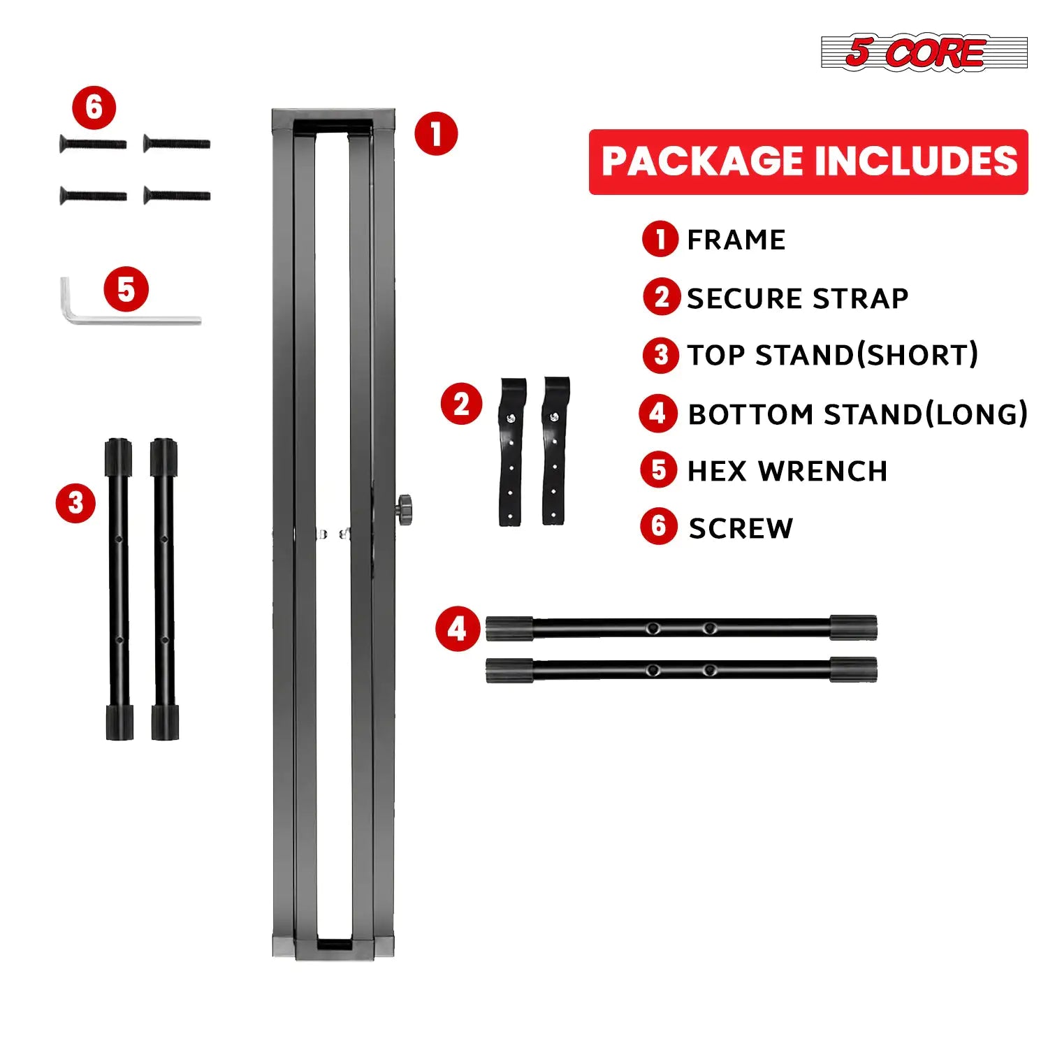 5Core Keyboard Stand Double X Style Adjustable Lift Piano Riser For 49 To 88 Keys BLACK