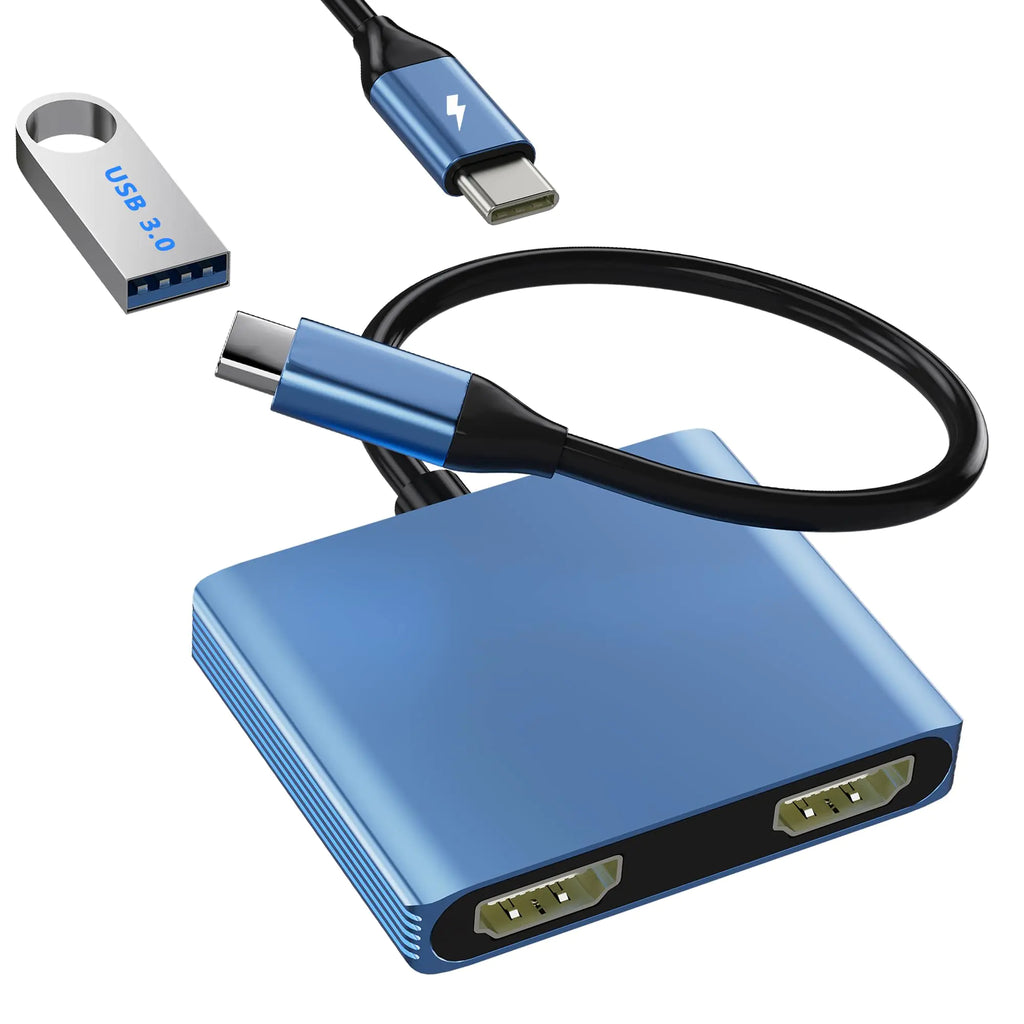 Laptop Docking Station Dual Monitor HDMI Splitter for Dual Monitors for Dell/HP/Lenovo/Mac Dual HDMI Adapter for 2 Monitors Docking Station with 2 HDMI 4K/USB3.0/PD USB C to Dual HDMI Adapter