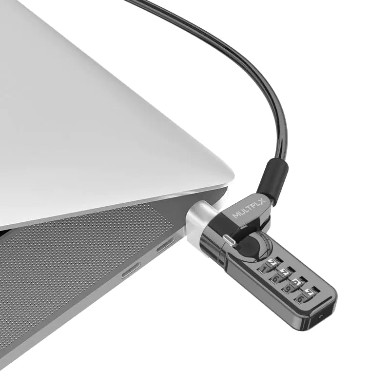 Multplx Universal Laptop Security Lock | Anti-Theft for All Laptops Tablets Notebooks | 4 Digit Combi Lock | 1.7m Steel Security Cable | Suitable for Business Office and Home
