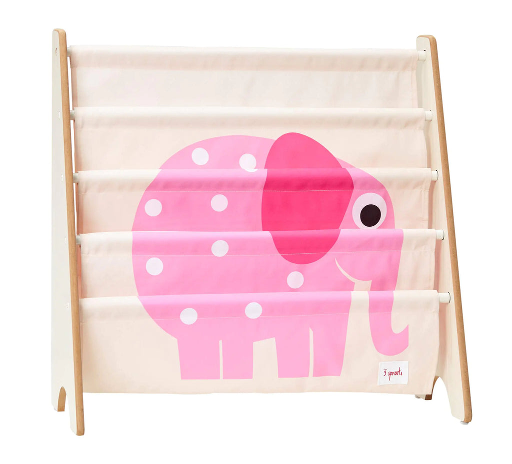 3 Sprouts Kids Book Rack - Space-Saving Bookshelf for Childrens Room - Toddler Bookcase Organizer Book Shelf Ages 3+ Elephant