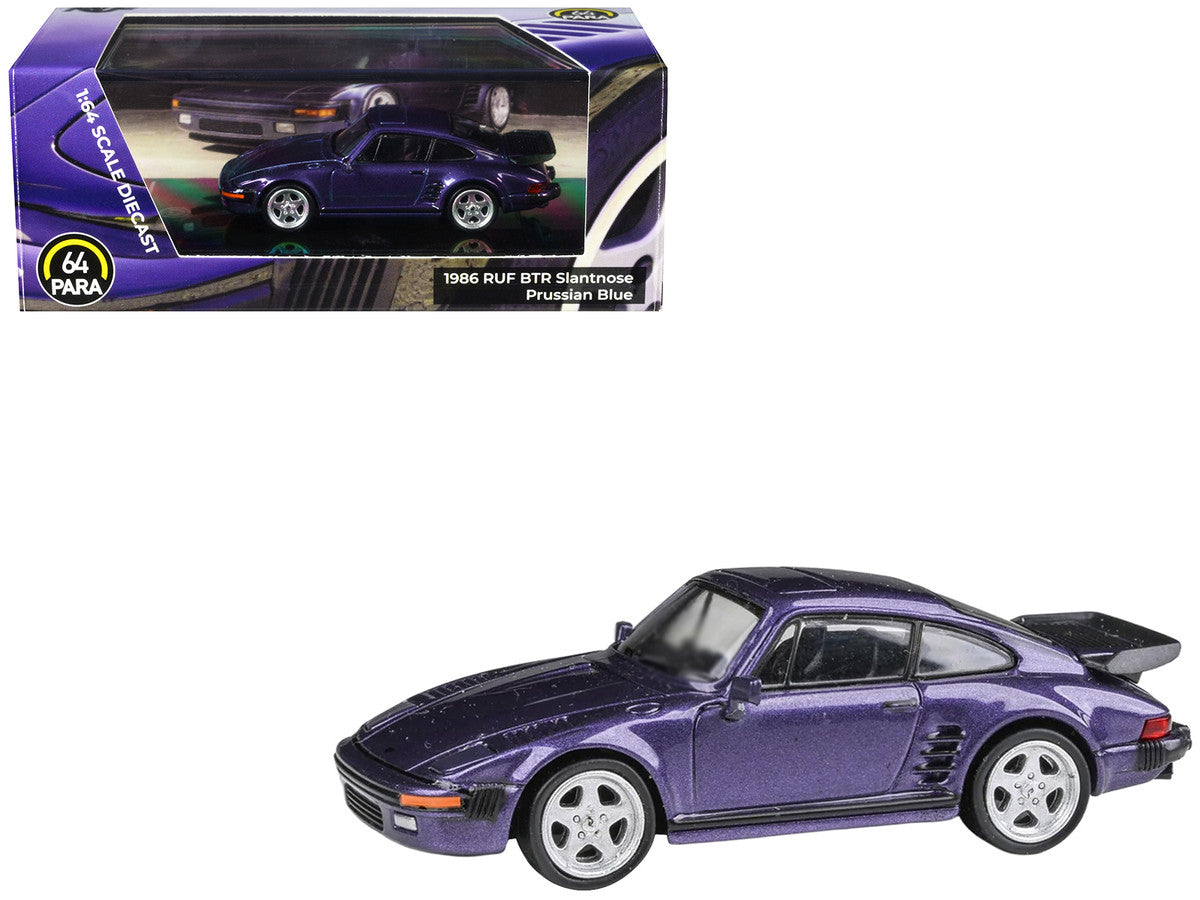 1986 RUF BTR Slantnose Prussian Blue Metallic 1/64 Diecast Model Car by Paragon Models-3