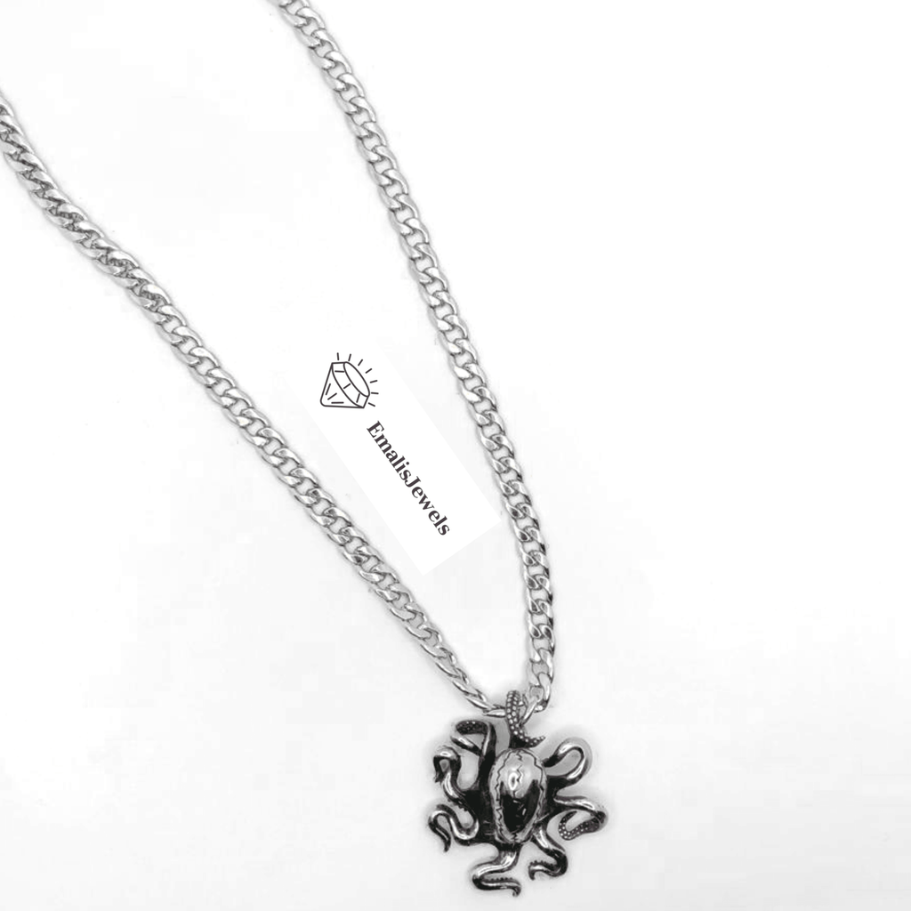 Stainless Steel Chain Necklace and Stainless Steel Octopus Pendant