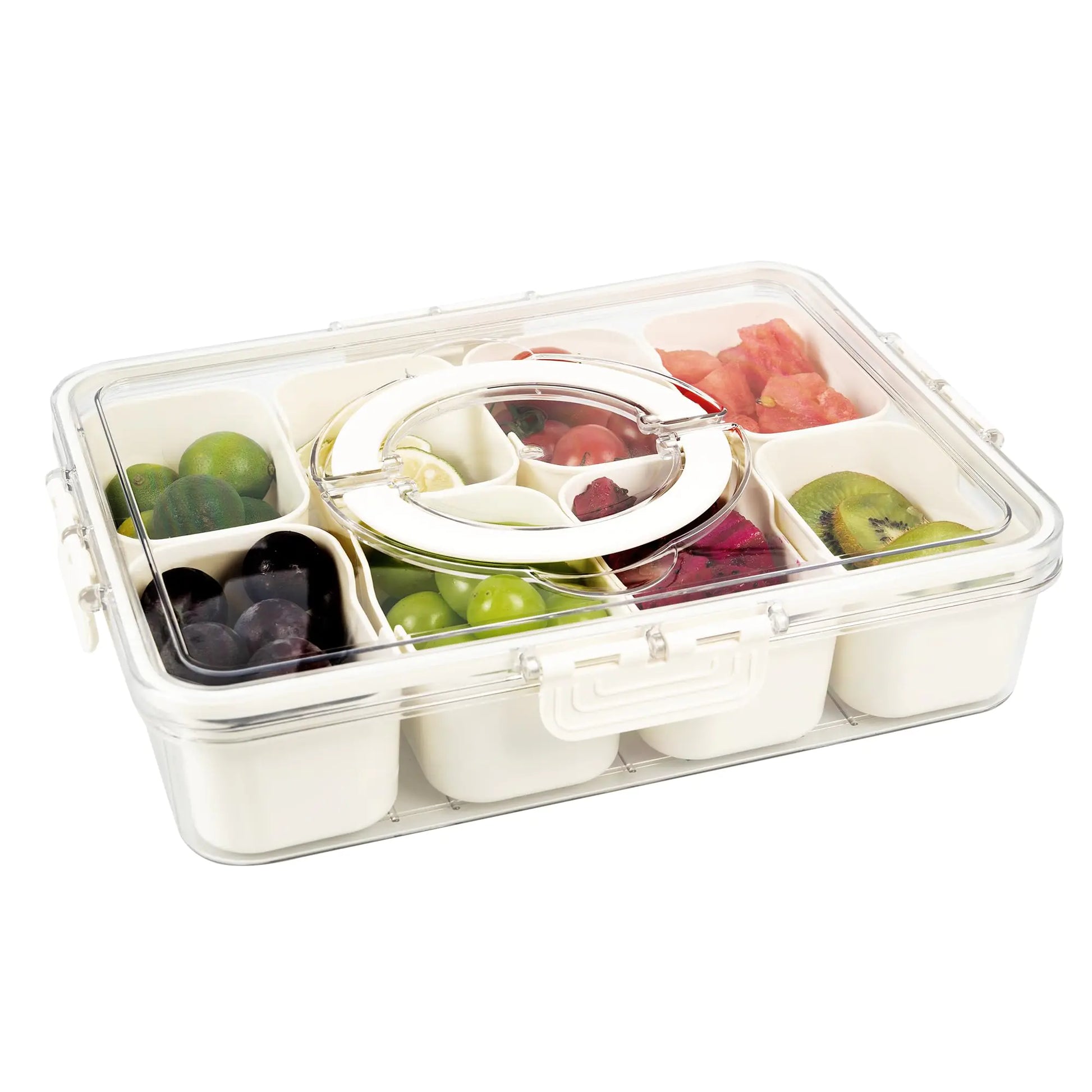 Divided Snack Box with Lid and Handle1Pack Portable Snackle Box Plastic Serving Tray with 8 Compartments  Clear Snack Storage Container with Dividers for FruitVeggieCandy Charcuterie organizer