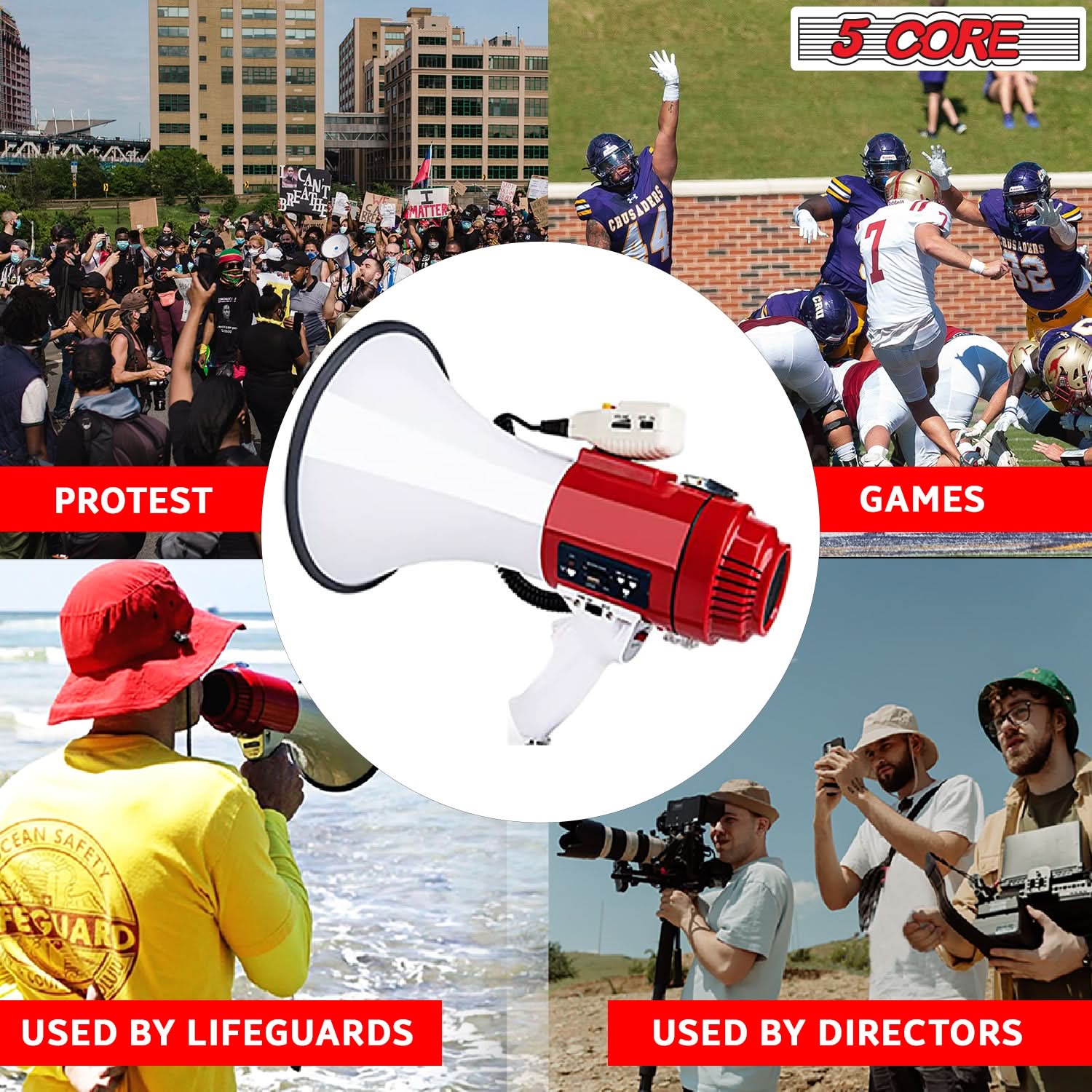 5Core Megaphone Bullhorn Speaker Pro 60W Bull Horn Non Rechargeable
