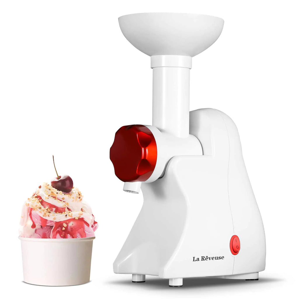 La Reveuse Frozen Dessert Maker Great for Making Healthy Soft Serve Sherbet Sorbet Fruit Ice Cream Frozen Yogurt for Kids White