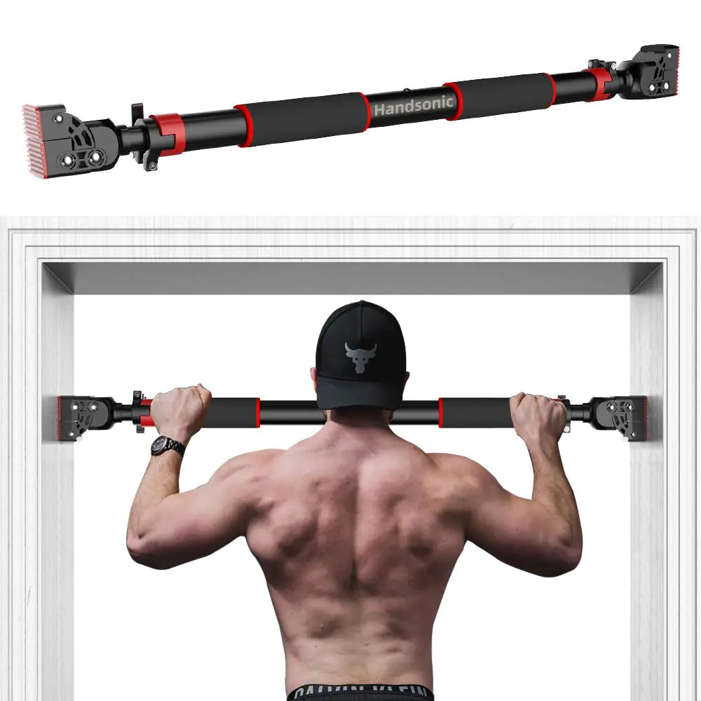 HANDSONIC Pull Up Bar for Doorway No Screws Required Chin Up Bar Adjustable Dip Bars for Home Gym Exercise Fitness Up to 440 LBS