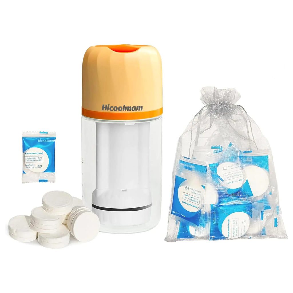 Portable Wet Wipes Warmer Baby Wipe Warmer Compressed Wipes/Towel Dispenser with 40pcs Compressed TowelsWet Facial Tissues Maker/Bottle for Outdoor Camping Cleaning