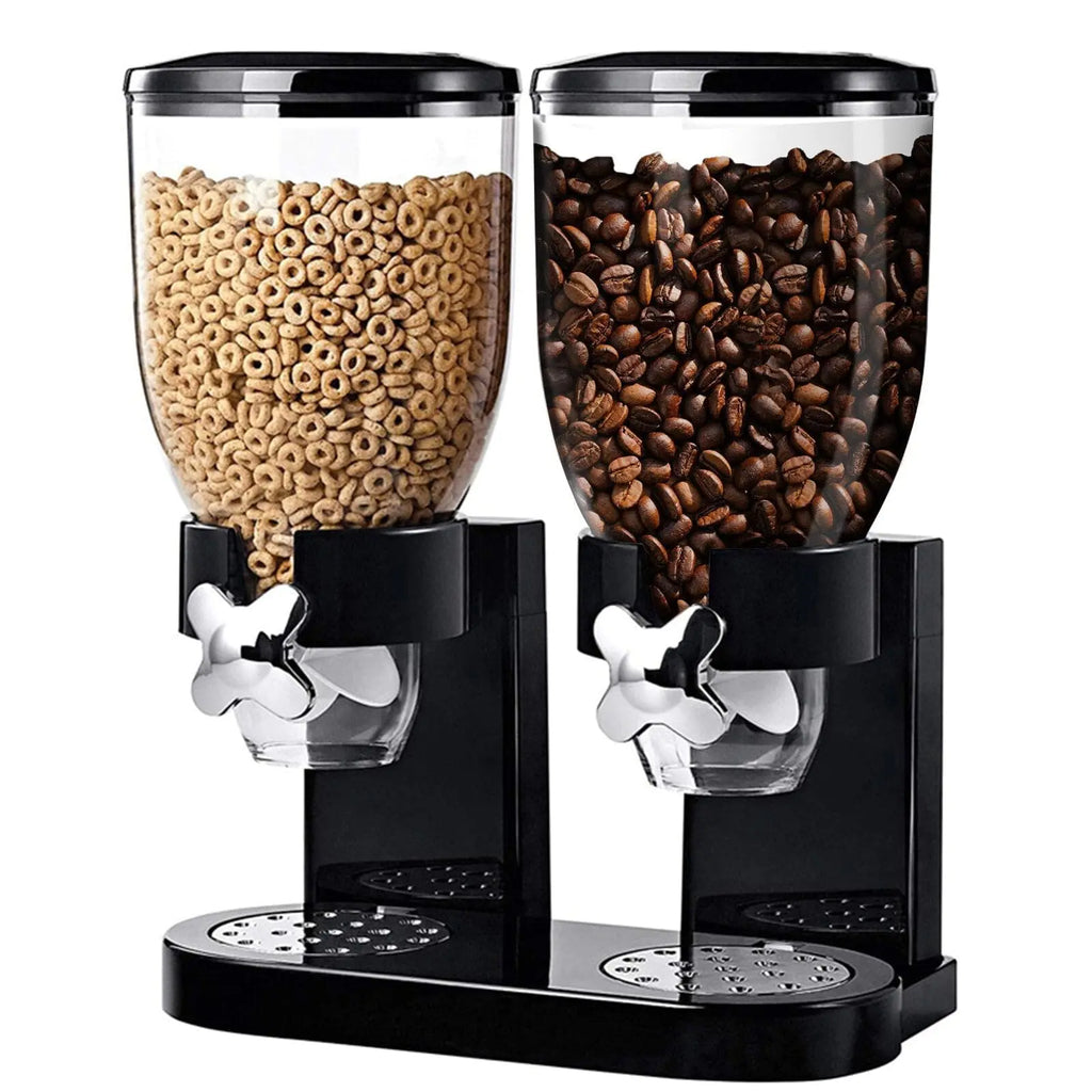 Sonhomay Cereal Dispenser Countertop Dual Control 2L/Each Cereal Containers Storage Large Capacity Snack Dispenser Countertop Cereal Storage Container Dry Food Dispenser for Rice Candy & Snack
