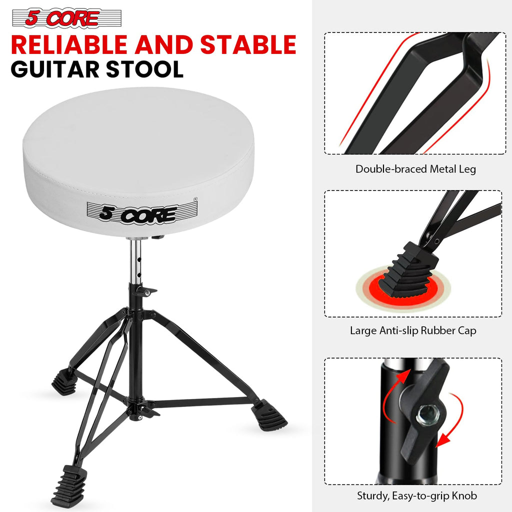 5Core Drum Throne Padded Guitar Stool Adjustable Drummer Seat for