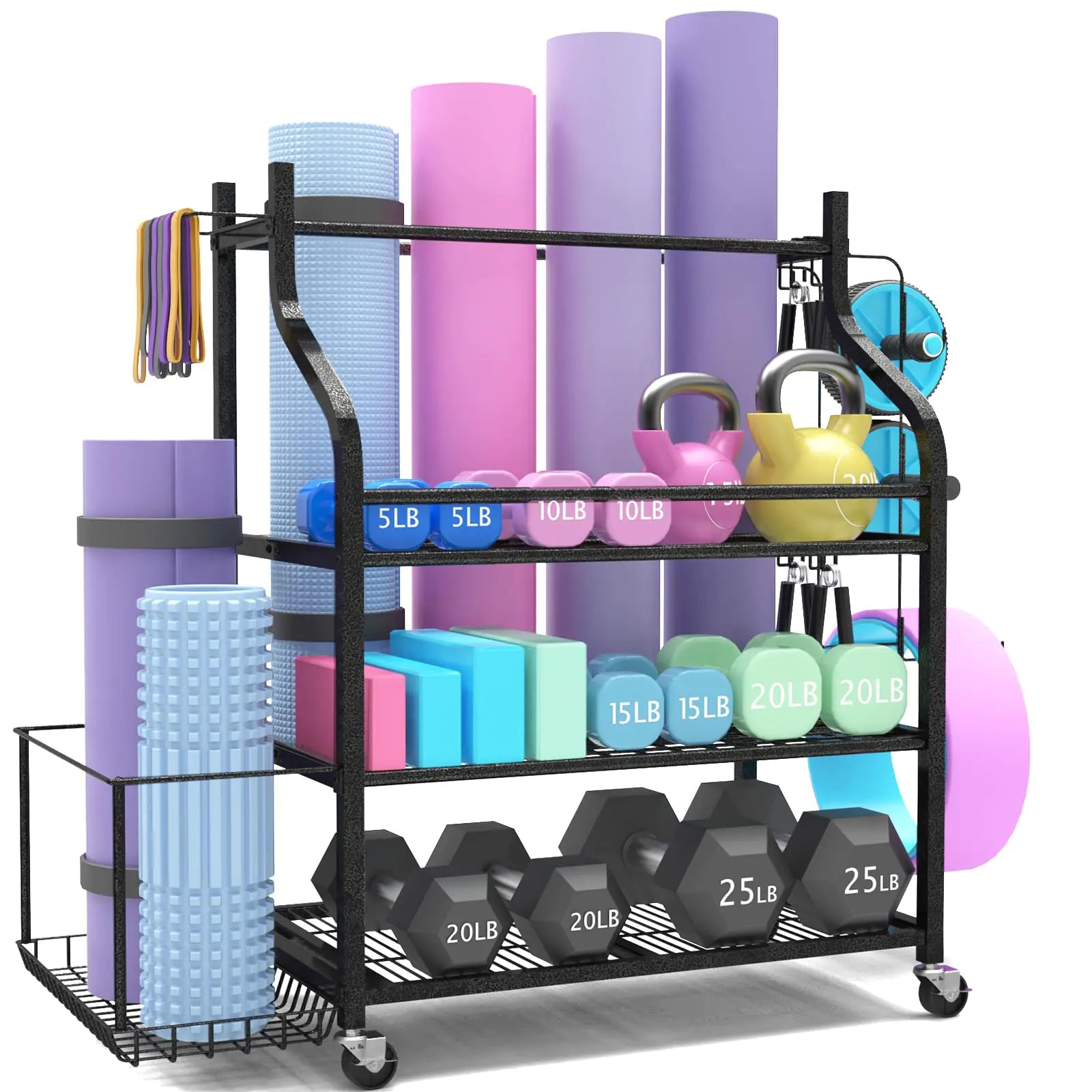 Weight Rack For Home Gym DumbbellsHome Gym StorageWeight Rack For Dumbbells Kettlebells Yoga Mat And BallsYoga Mat Storage Rack With Wheels And HooksWeight RackMaximum 450 lbsDumbbell Rack
