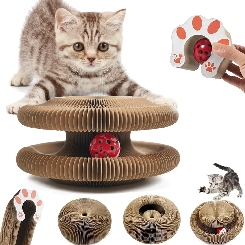 Kitty Kurlz Kitty Kurlz Cat Toy - Magic Organ Cat Scratching Board Snufflepaw Accordion for Cats Interactive Scratch Pad Foldable Accordion Cat Toy Recyclable Cat Scratcher with Ball (1Pcs)
