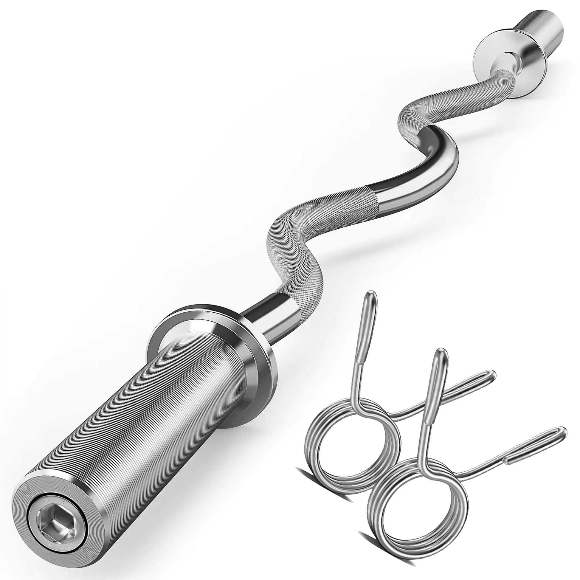 FEIERDUN 47" Olympic EZ Curl Bar - Curling Bar (360LBS Capacity) for Weight lifting Suitable for 2-Inch Weight Plates