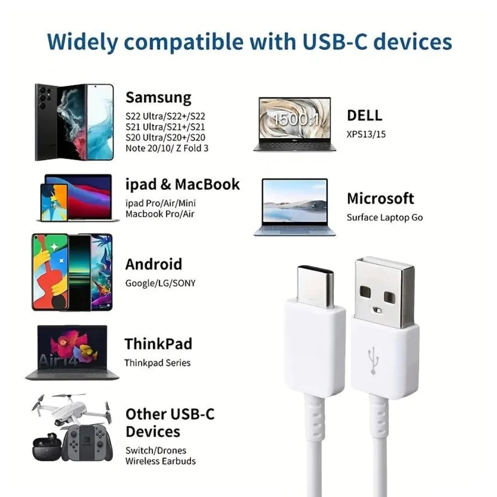 3 PACK White 10FT USB-C Cable Type C Charging Cords