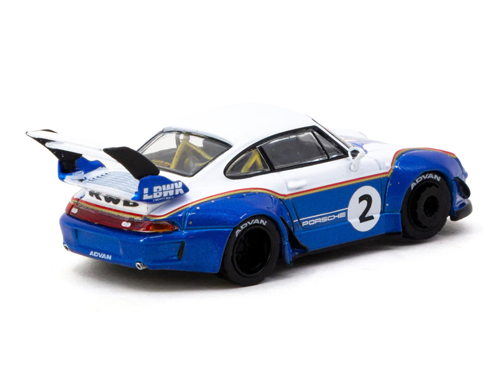 RWB 993 #2 "Liberty Walk" White and Blue Metallic with Container Packaging "Hobby64" Series 1/64 Diecast Model Car by Tarmac Works-2