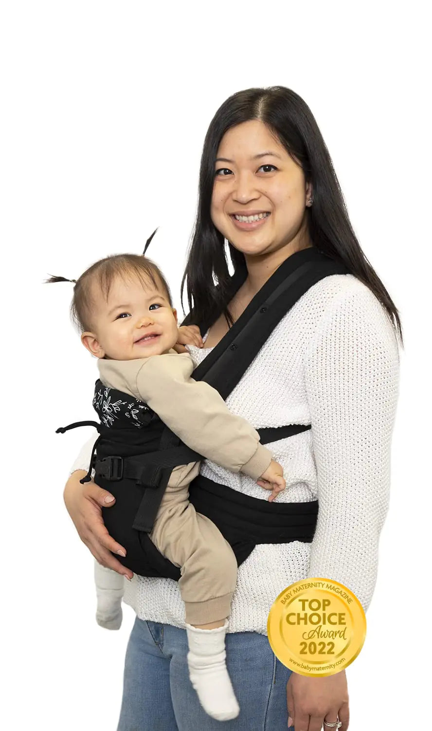 bblüv Pöp’NGO Baby Carrier Wrap - Adjustable Backpack & Front Chest Holder Wearing Harness Sling with Six Positions Includes Head Cushions Travel Bag for Newborn Infant & Toddler (Black)