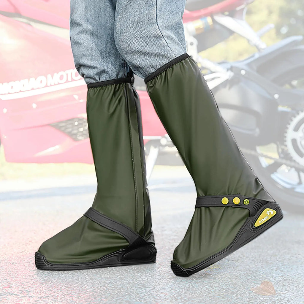 NeedPut Waterproof Shoe Covers Rain Shoe Cover with Reflector for Men Women Rubber Shoe Covers with Zipper for Hiking Camping Fishing Cycling Gardening (Green 2XL)