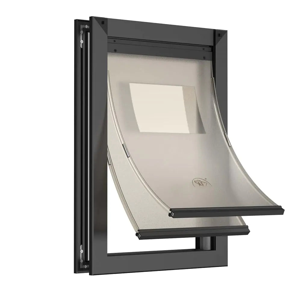 Aluminum Doggie Door with Two Magnetic Flaps Medium Dog Door for Exterior Door Two Sliding Lock Panels Adjustable Tunnel Pet Door for Small Dogs and Large Cats Up to 40 lbs