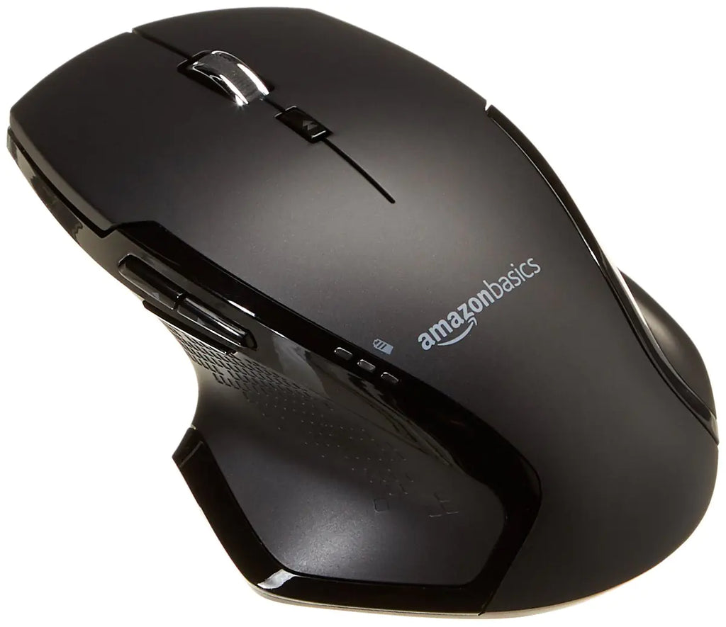 Amazon Basics Full Size Ergonomic Wireless Mouse with Fast Scrolling Compatible with PC Mac Laptop - Black