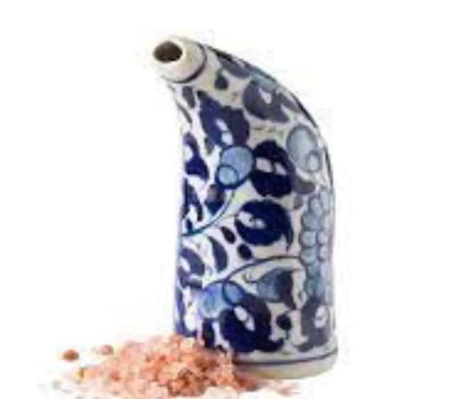 Himalayan Natural Salt Inhaler Hand-Painted Beautiful Design Ceramic Body with Granular Salt Portable Handheld for Personal use.