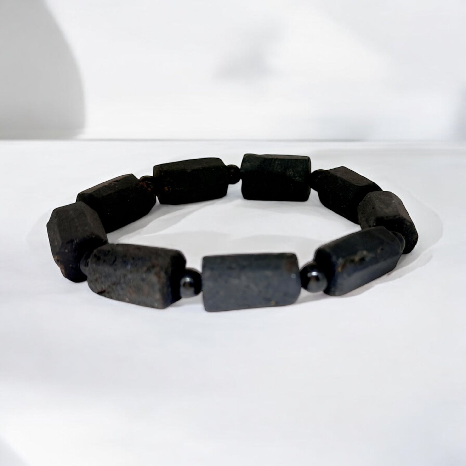 Black Tourmaline Bracelet,  Dainty Adjustable Stretch Minimalist