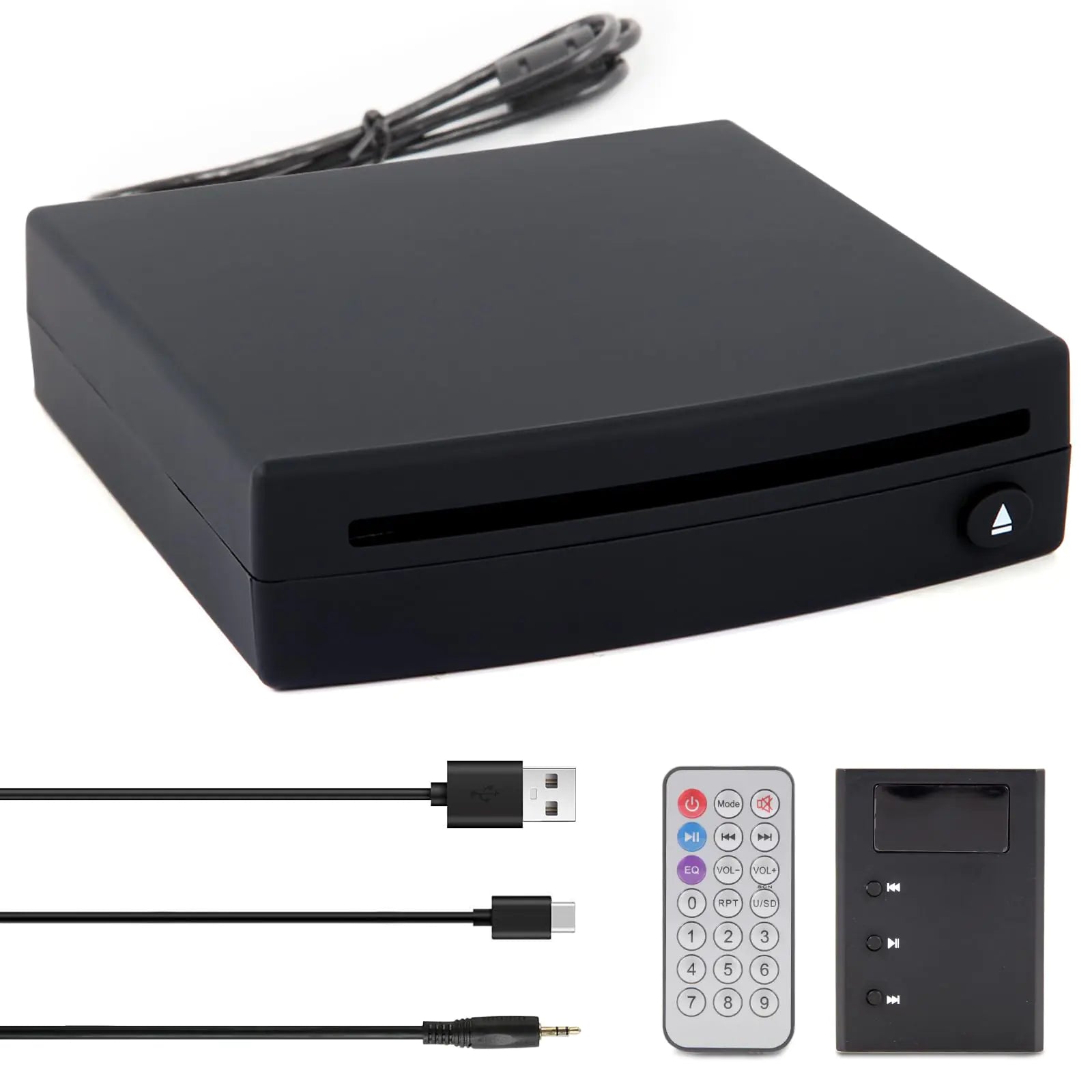 USB CD Player for Car with Upgrade Aux Input External Portable Car CD Player with USB AUX FM Transmitter for Factory Car Radio Laptop TV MAC Computer and More