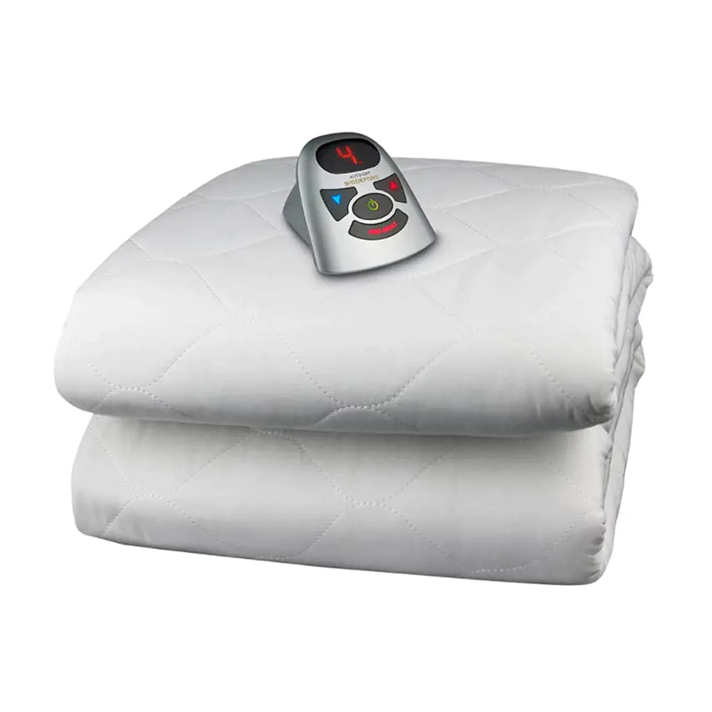 Biddeford Blankets 6 Ounce Quilted Electric Heated Mattress Pad with Digital Controller Full White